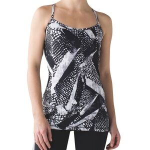 Lululemon Power Y Tank Luon Static Mist White Black Size 6